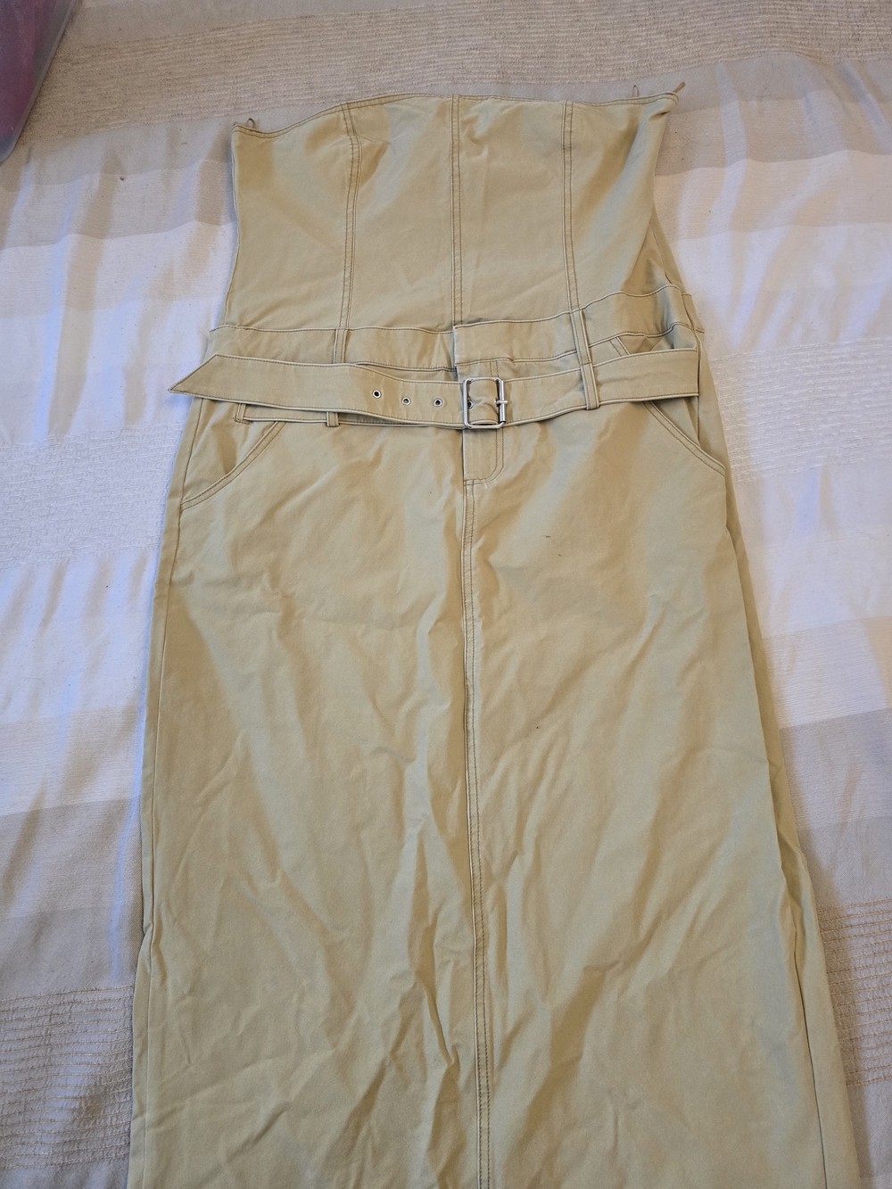 Zara Strapless Belted Maxi Dress in Pale Yellow